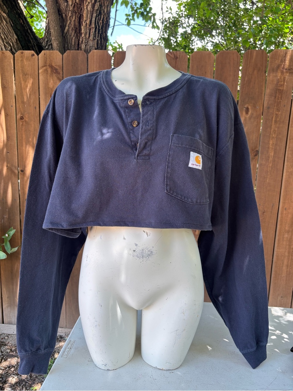 Y2K Vintage Carhartt Custom Reworked crop top M/L, 2000s, Henley, Streetwear.